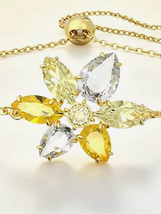 Swarovski Jewelry - Swarovski Gold-Tone Yellow and Clear Crystal Flower Necklace